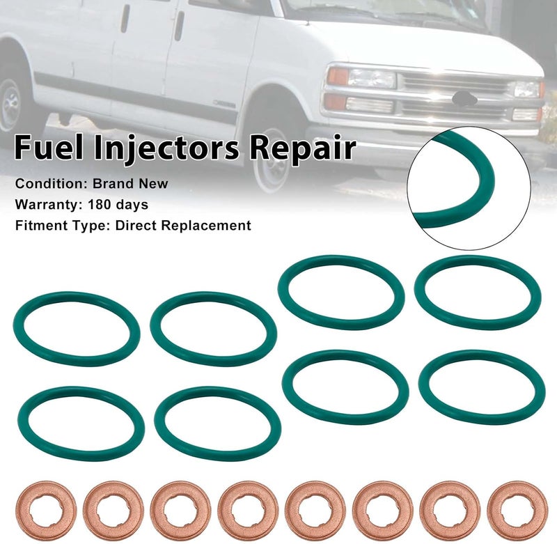 Frezon 8Pcs Fuel Injector O-rings Seal Gaskets Fuel Injectors Repair Kit Fit For Duramax LLY, LBZ, LMM 2004.5-2010,For Cadillac Escalade 6.6L 2004-2005# F00RJ01086, 97327722, F00E200099, 94013303 - Image 3